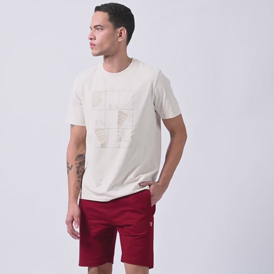 Rougen Cotton Lycra Beige Color T Shirt for Men