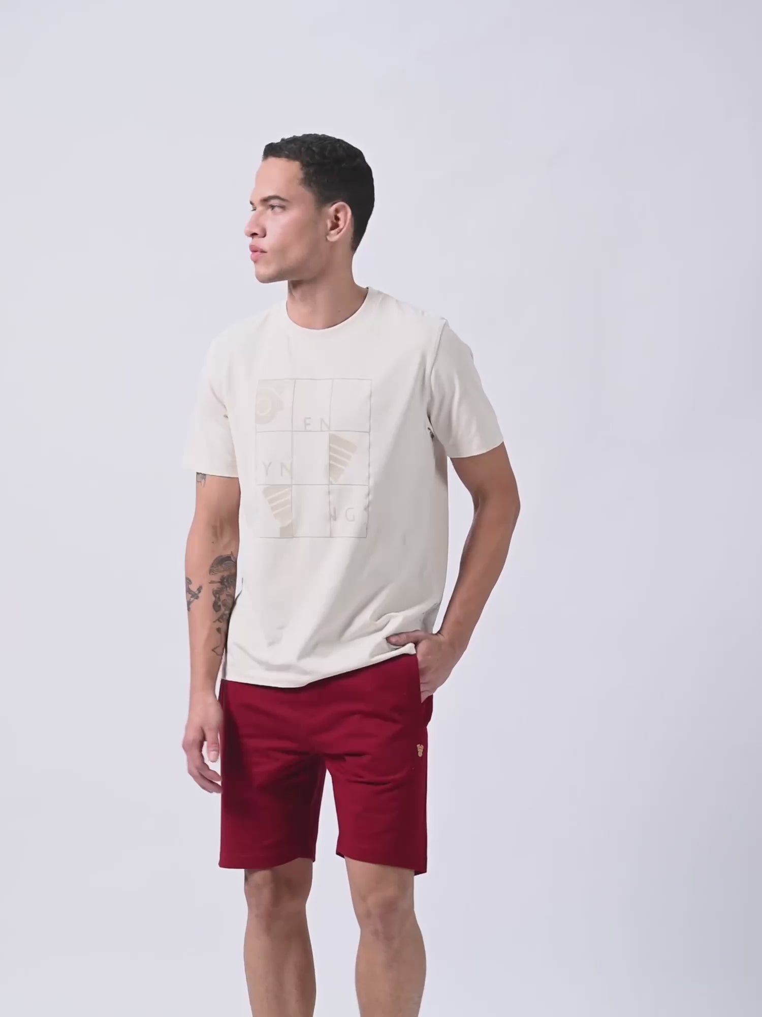 Rougen Cotton Lycra Beige Color T Shirt for Men