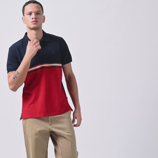 Supima Cotton Lycra Navy Blue Polo T Shirt For Men