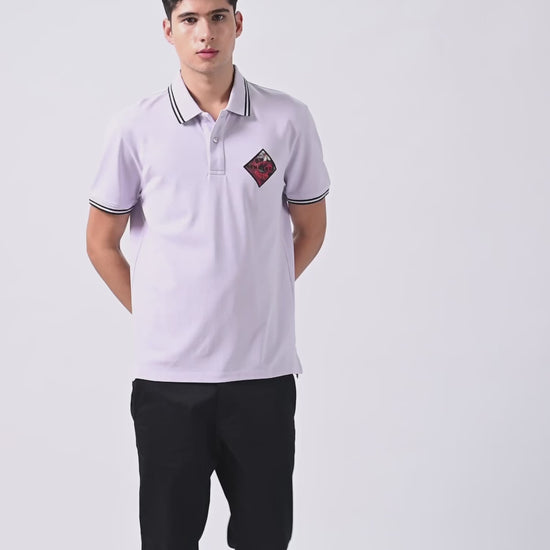 Supima Cotton Embroidered Badge Light Lavender Polo for Men