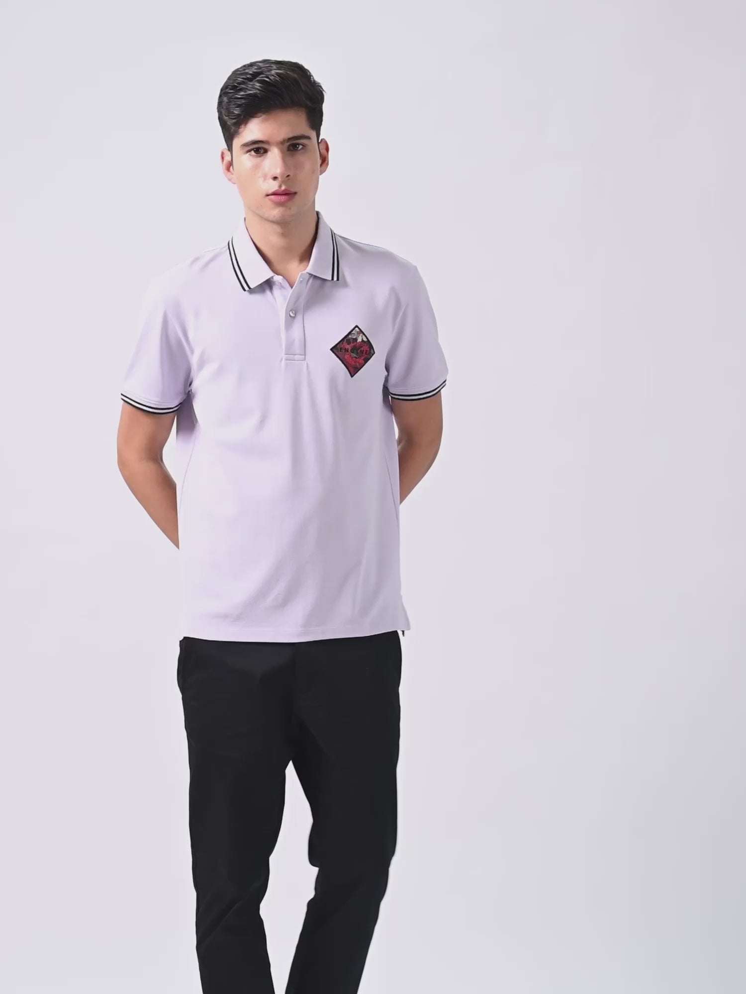 Supima Cotton Embroidered Badge Light Lavender Polo for Men