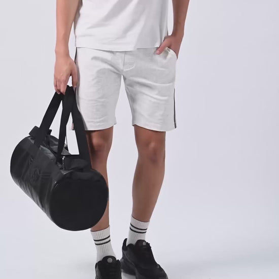 All-Over Discharge Print White Cotton Shorts For Men