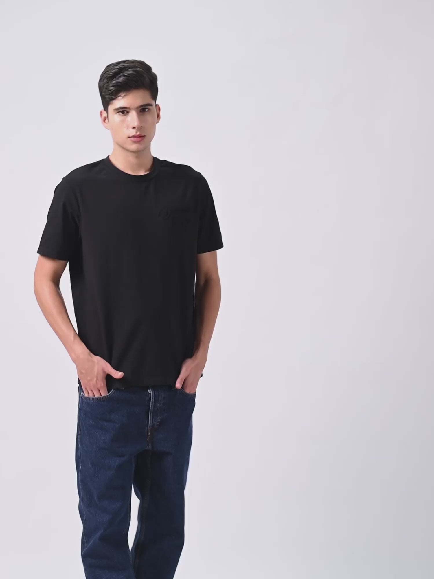 Supima Cotton Lycra Black Oversize T Shirt for Men