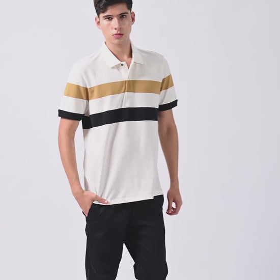 Supima Cotton Lycra White T Shirt With Black Stripes