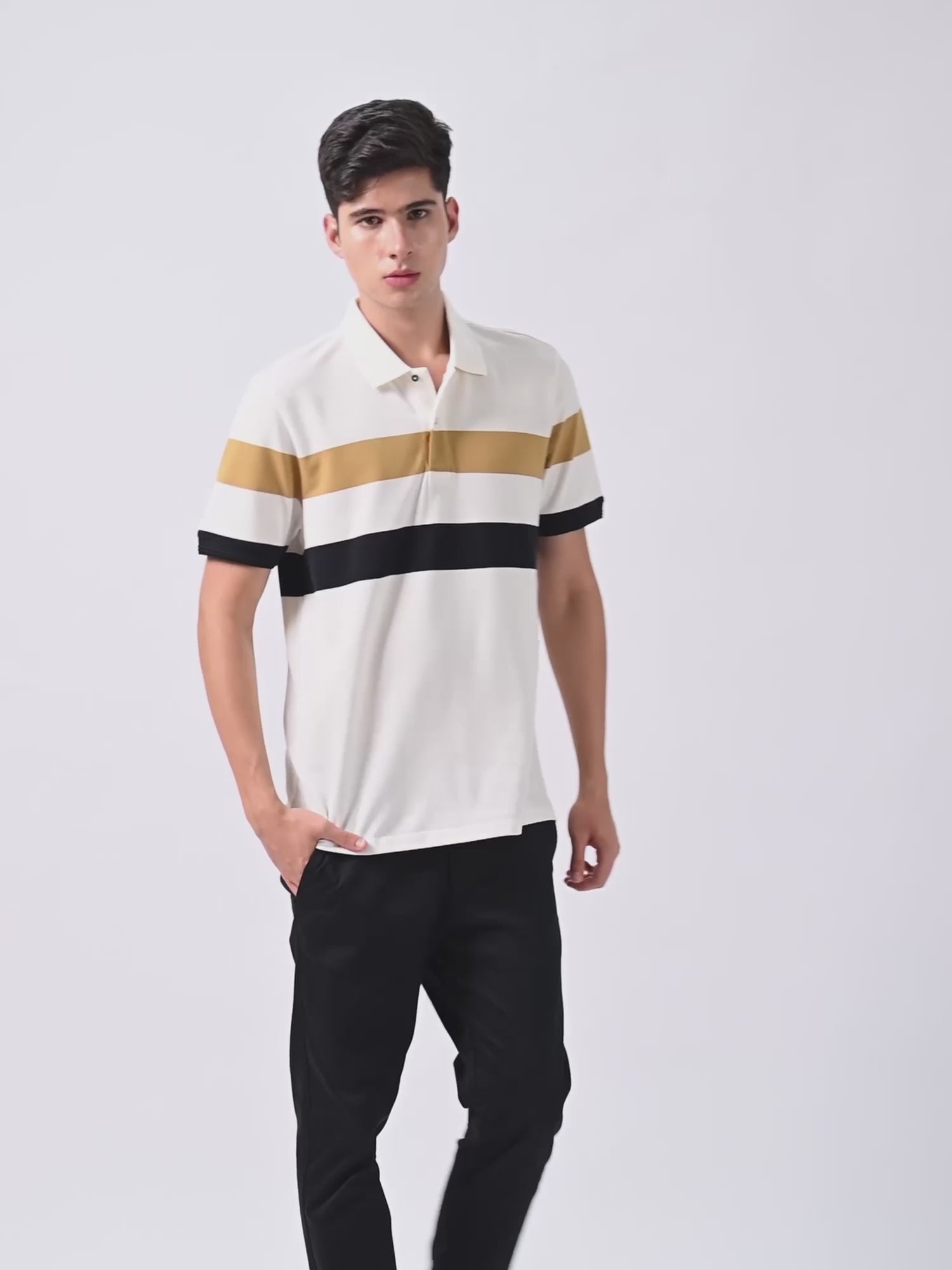 Supima Cotton Lycra White T Shirt With Black Stripes