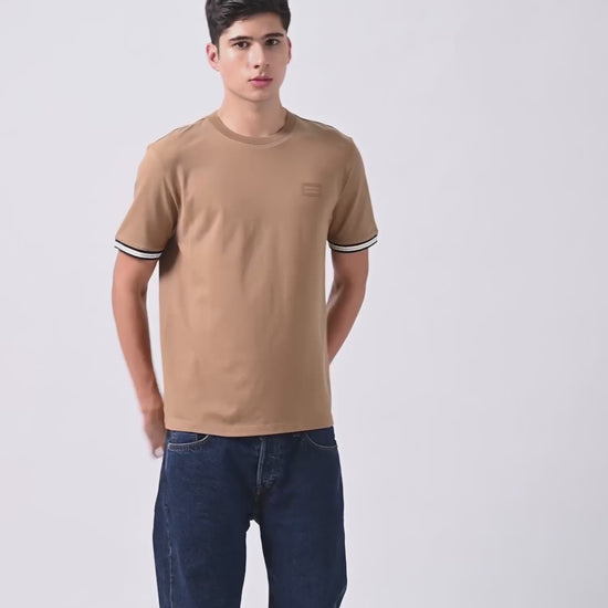 Supima Cotton Lycra Piqué Mens Khaki T Shirt For Men