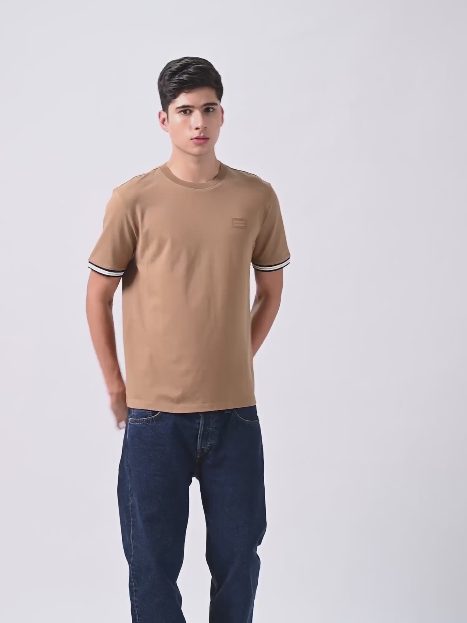 Supima Cotton Lycra Piqué Mens Khaki T Shirt For Men