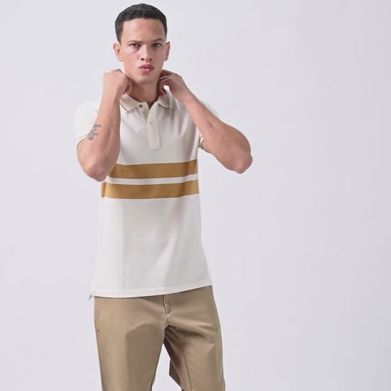  Supima Cotton Lycra Striped White T Shirt