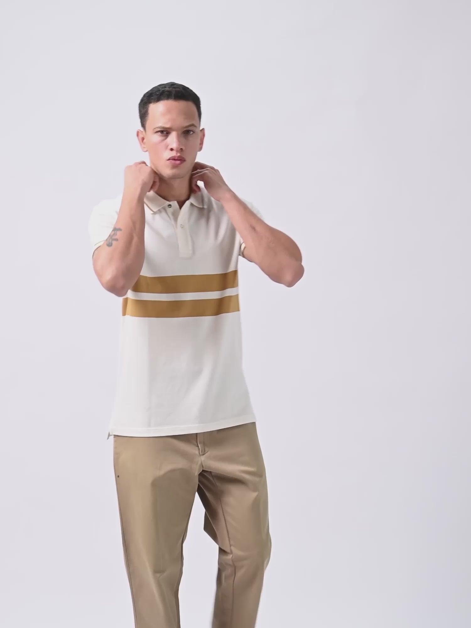  Supima Cotton Lycra Striped White T Shirt