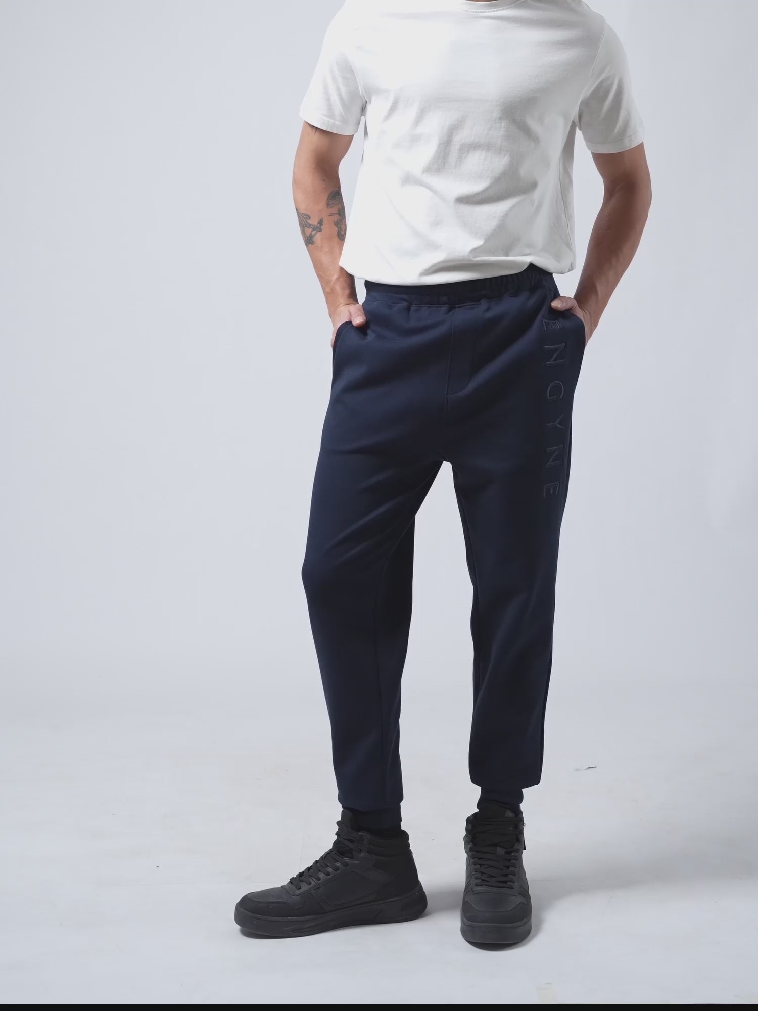 Engyne' Embroidery Navy Blue Joggers