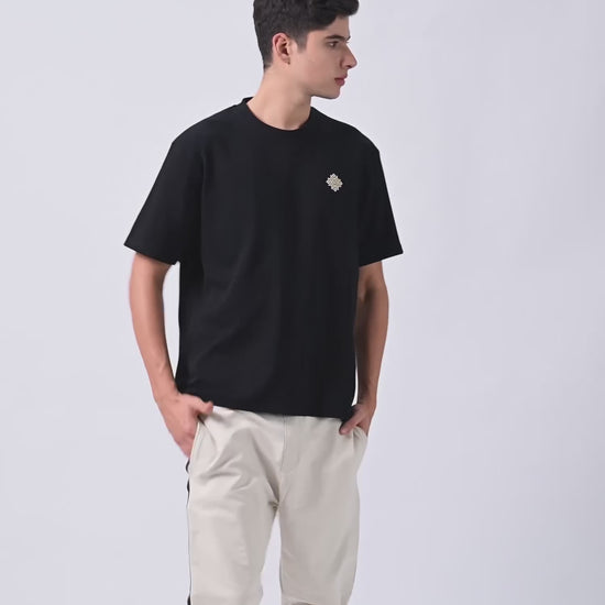Supima Cotton Lycra Black Oversize T Shirt for Men
