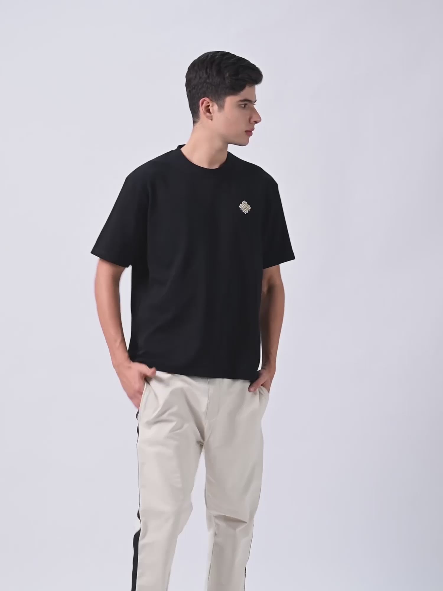 Supima Cotton Lycra Black Oversize T Shirt for Men