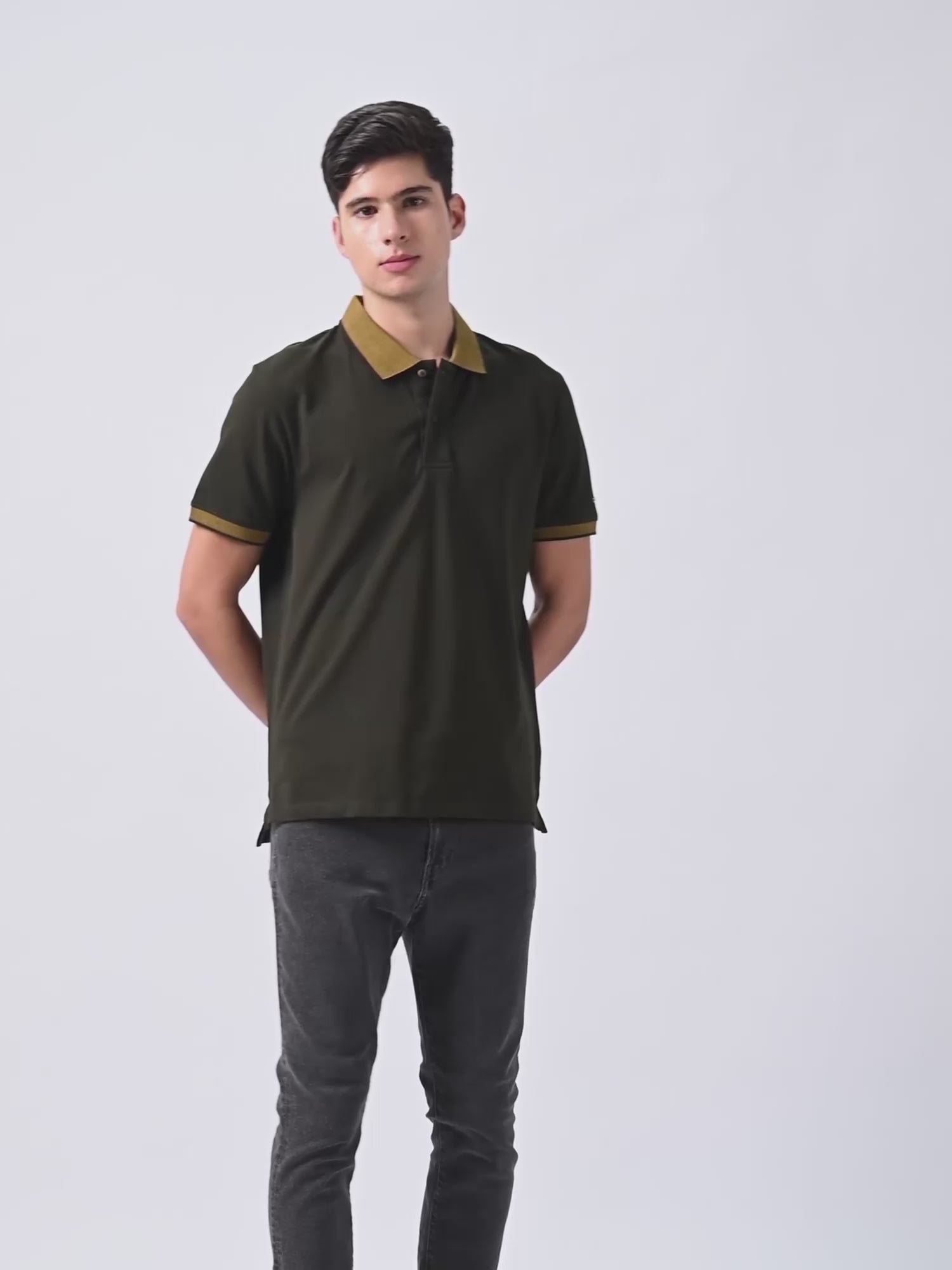 Cuff Tipping Olive Green Polo T Shirt 